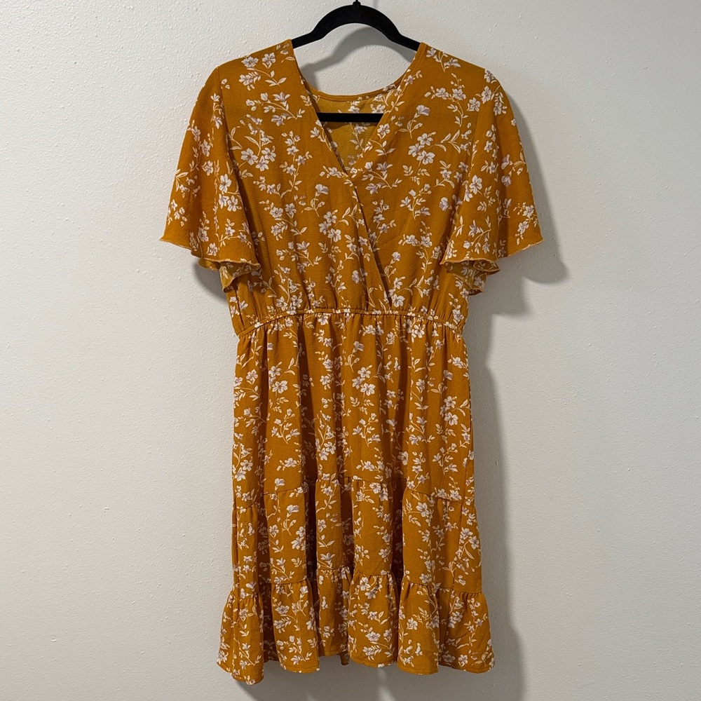 Gorgeous Floral Mustard Dress